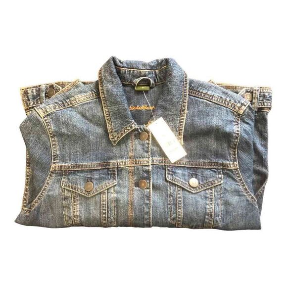 Eddie Bauer Jackets & Blazers - NWT Eddie Bauer Jean jacket repeated in red women’s size Small